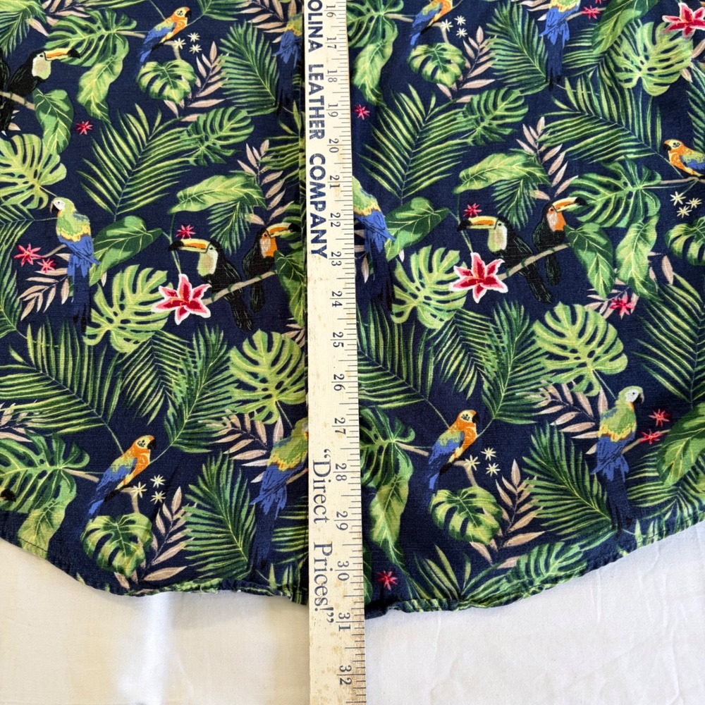 Oliver & Burke Mens Tropical Parrot Toucan Palm Print Button Down Shirt Medium - Picture 5 of 9